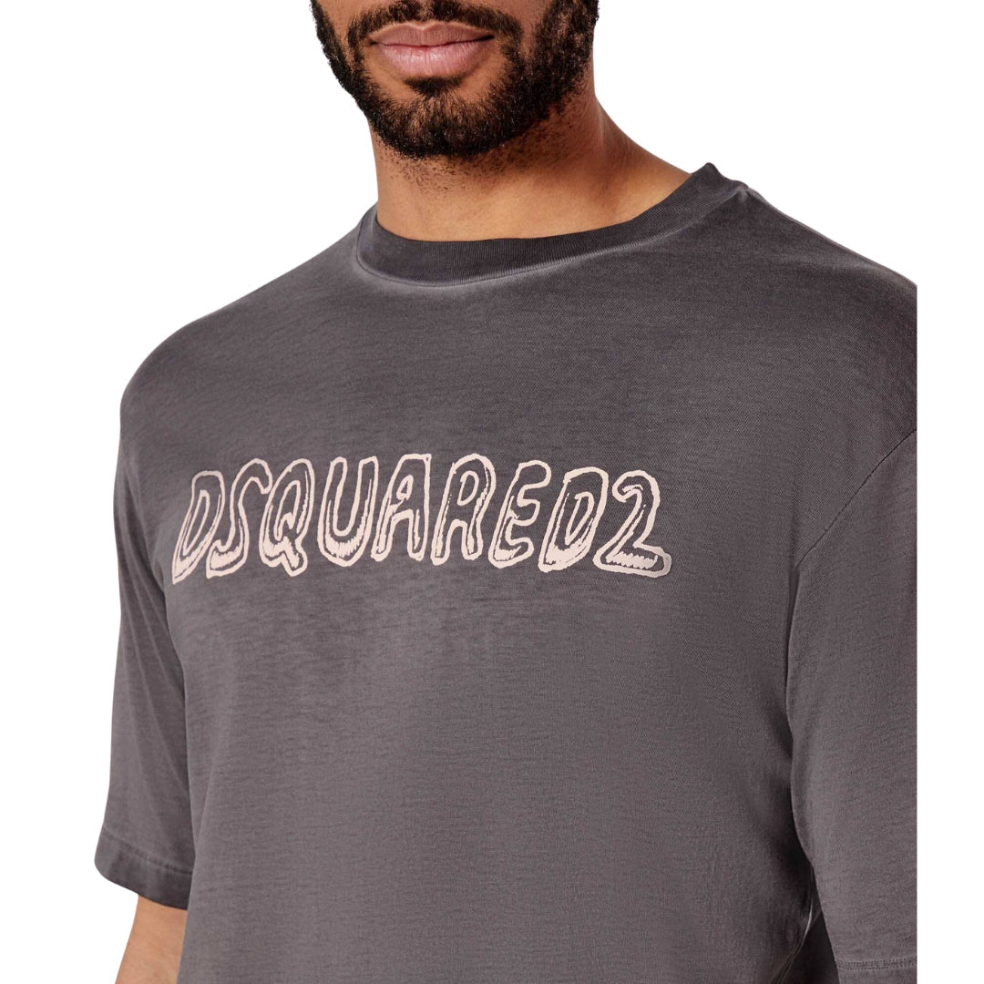 Dsquared2 Best Fade Loose Fit Cartoon Logo T-Shirt Charcoal XS