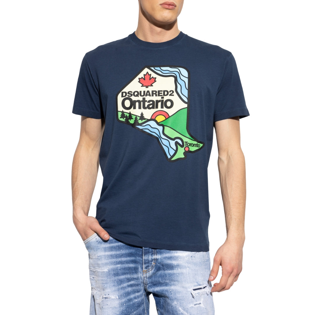 Dsquared2 Map T-Shirt Navy Blue S