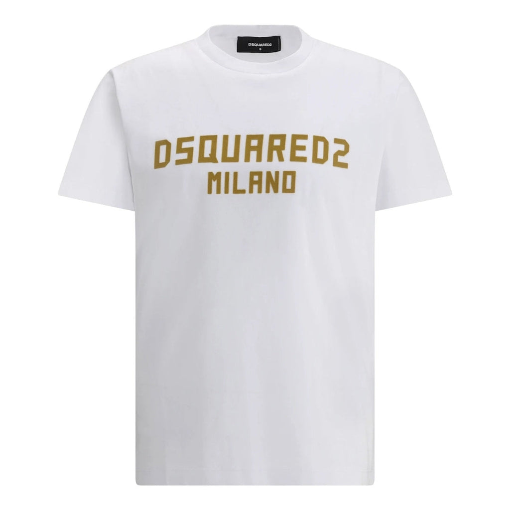 Dsquared2 Cool Fit Dsquared2 Milano T-Shirt White Ochre Print S