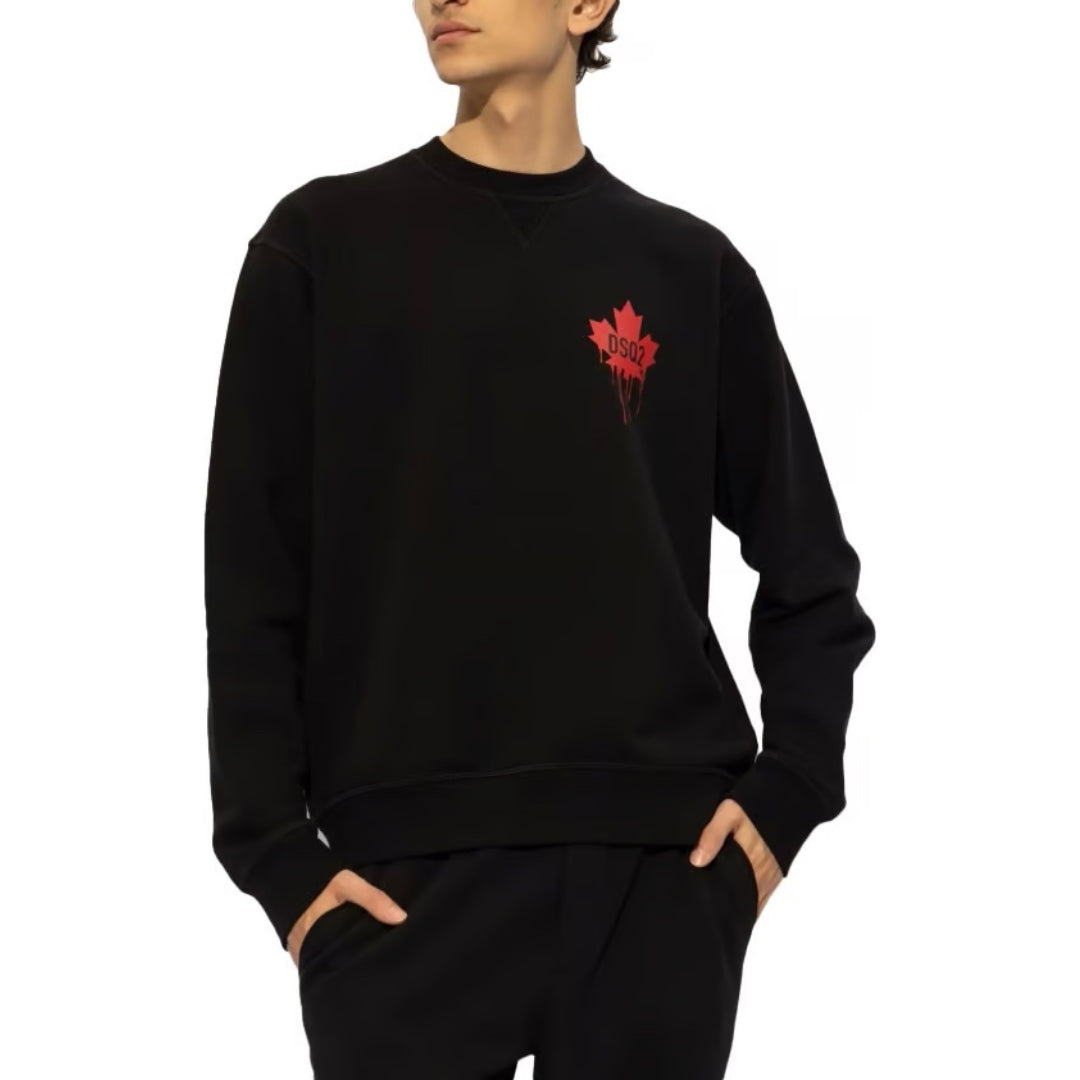 Dsquared2 Red Maple Leaf Sweatshirt Black M
