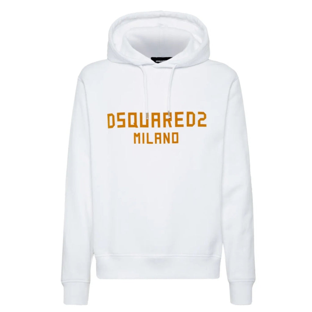 Dsquared2 Cool Fit Hoodie White Ochre Print S