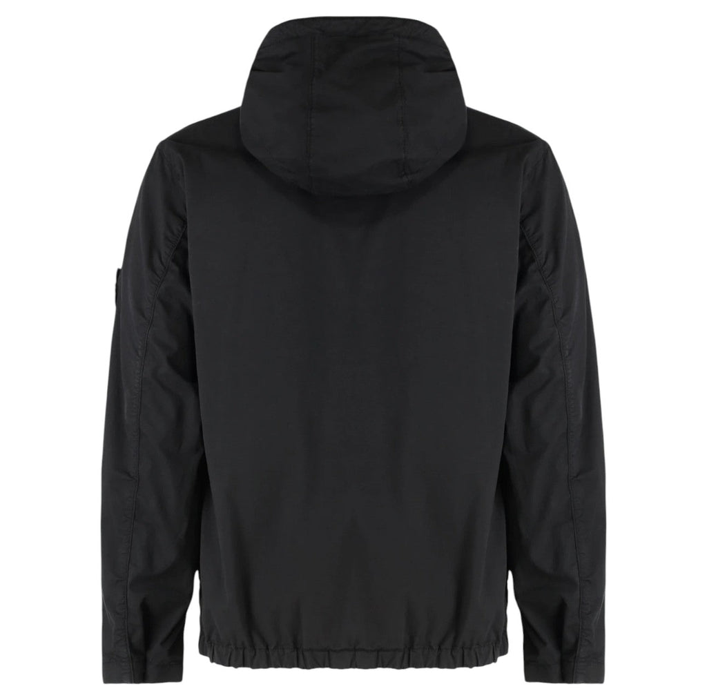 Stone Island, Supima Cotton Twill Stretch-TC Hooded Black Jacket