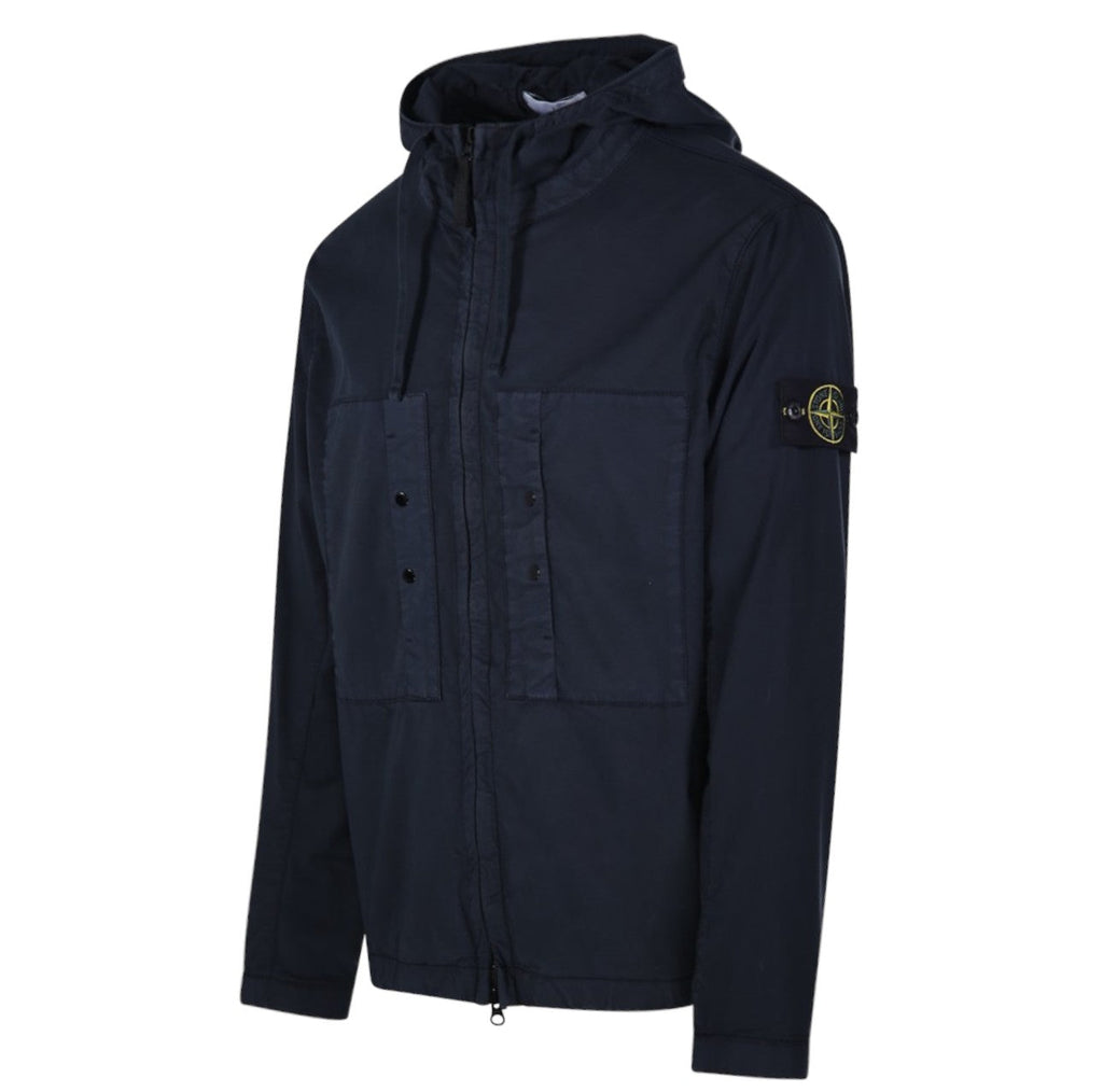 Stone Island, Supima Cotton Twill Stretch-TC Hooded Navy Jacket
