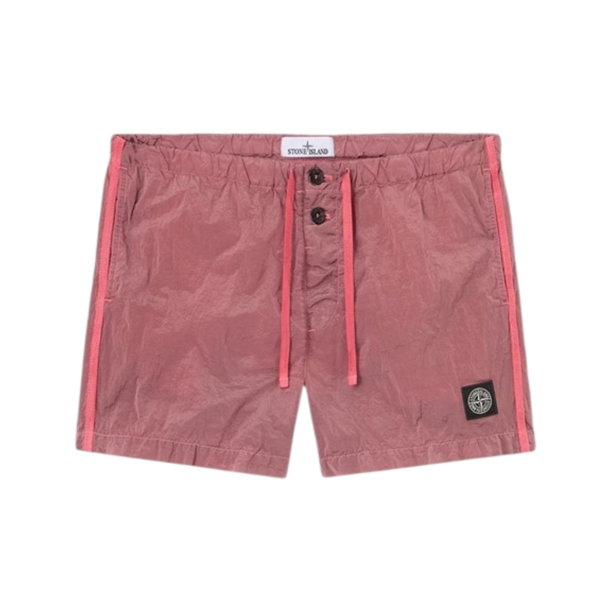Stone Island Crinkled Nylon Geranium Pink Swim Shorts