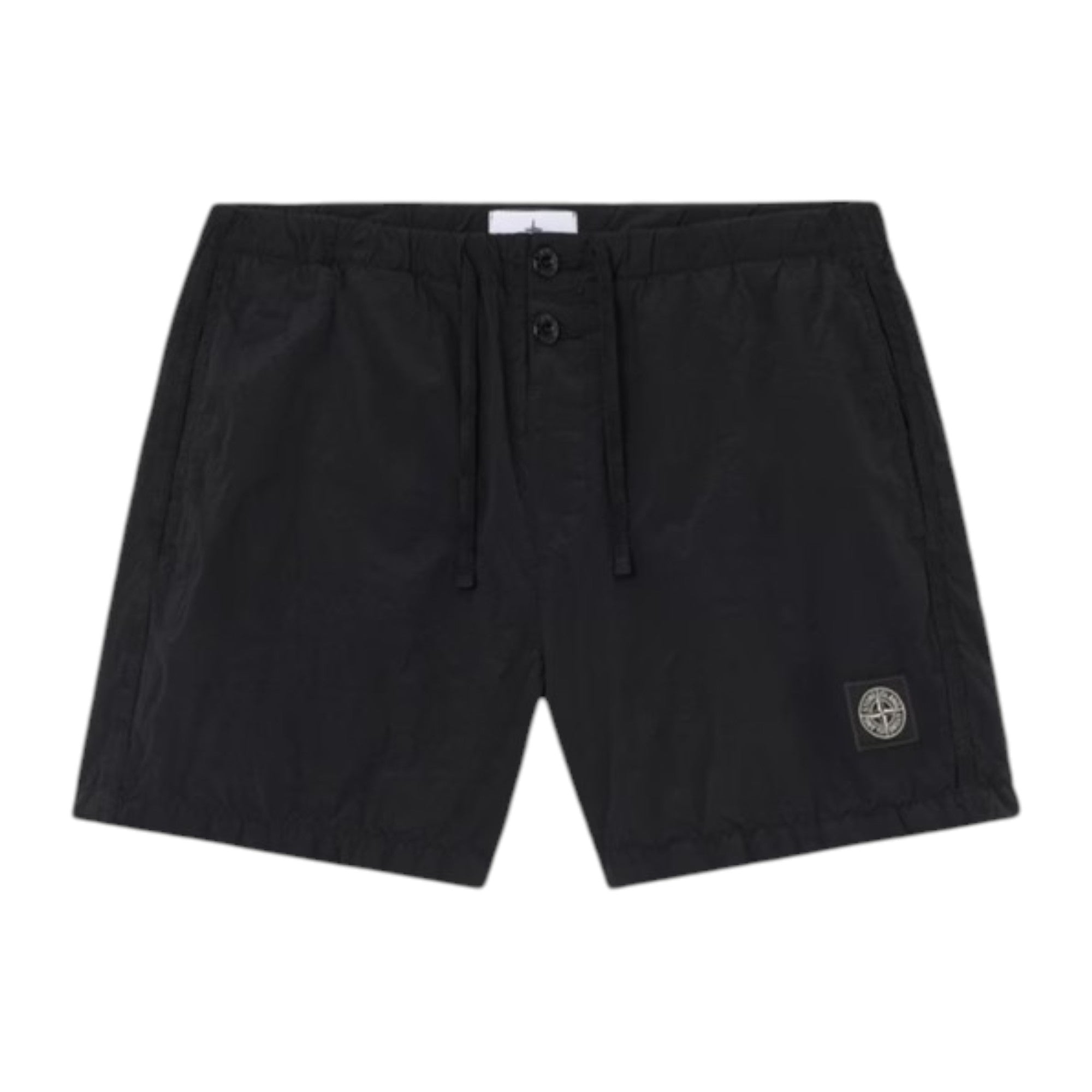 Stone Island Crinkled Nylon Black Swim Shorts