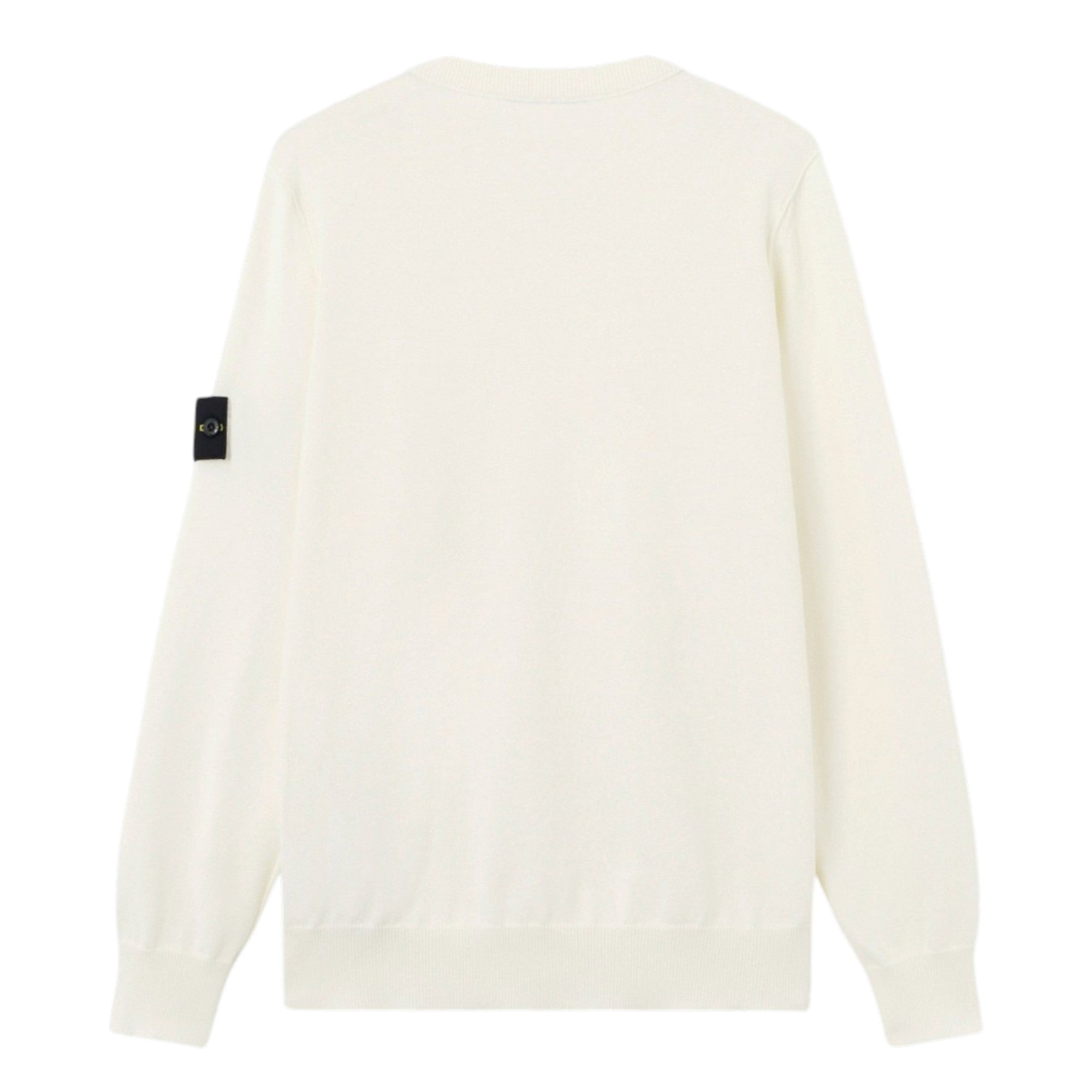 Stone Island Soft Organic Cotton Ribbed Neckline Ivory Sweatshirt