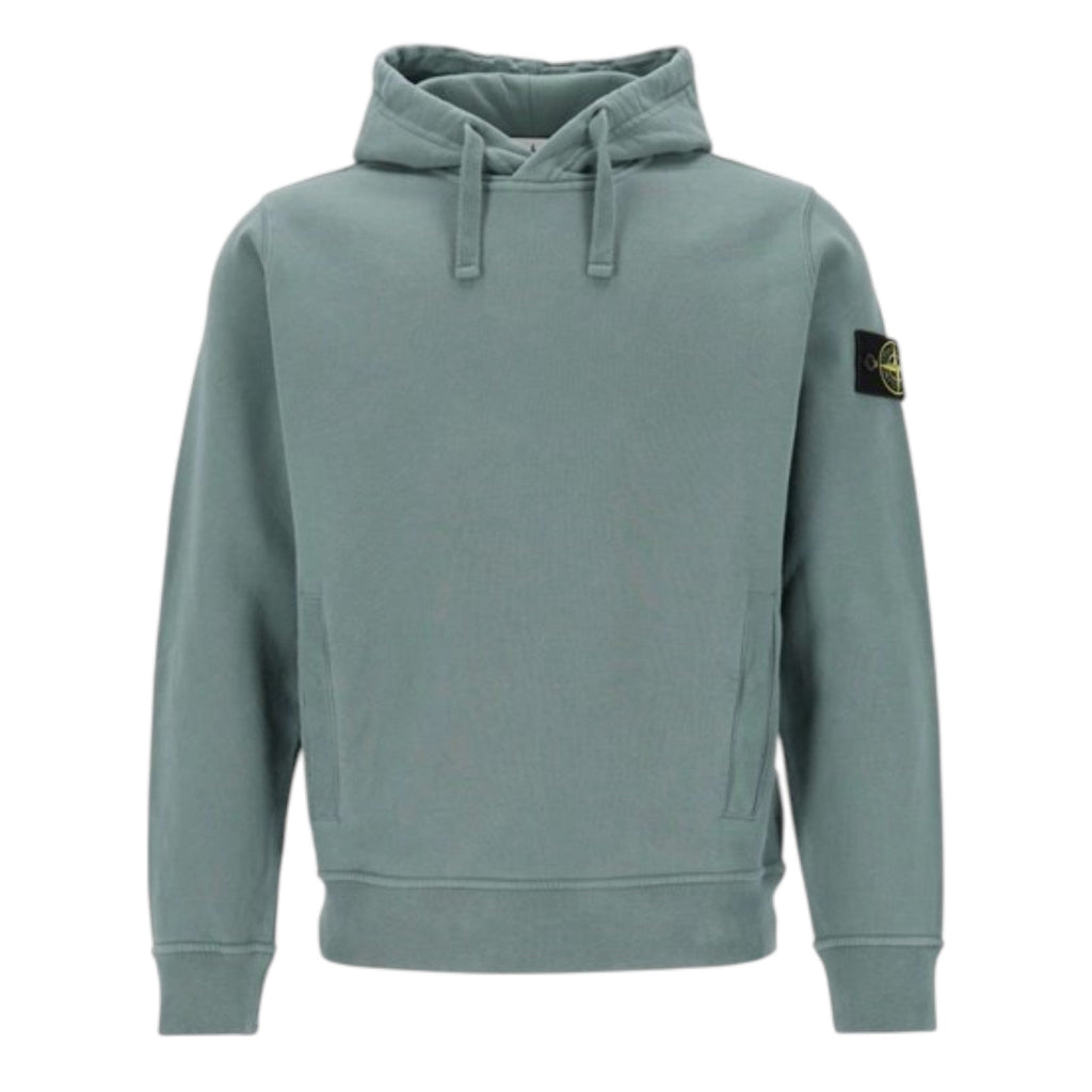 Stone Island Brushed Organic Cotton Green Hoodie