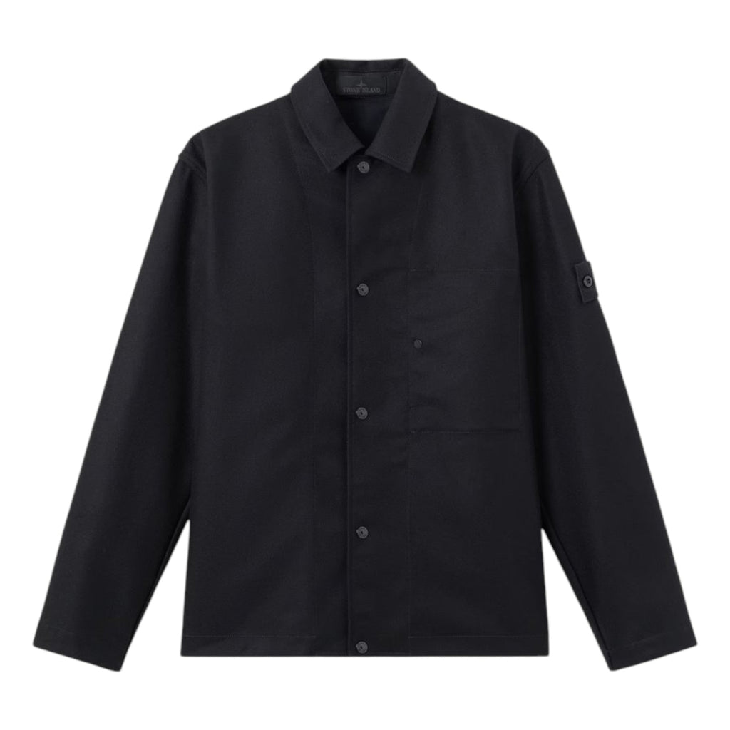 Stone Island Nylon Wool Flannel Ghost Black Overshirt