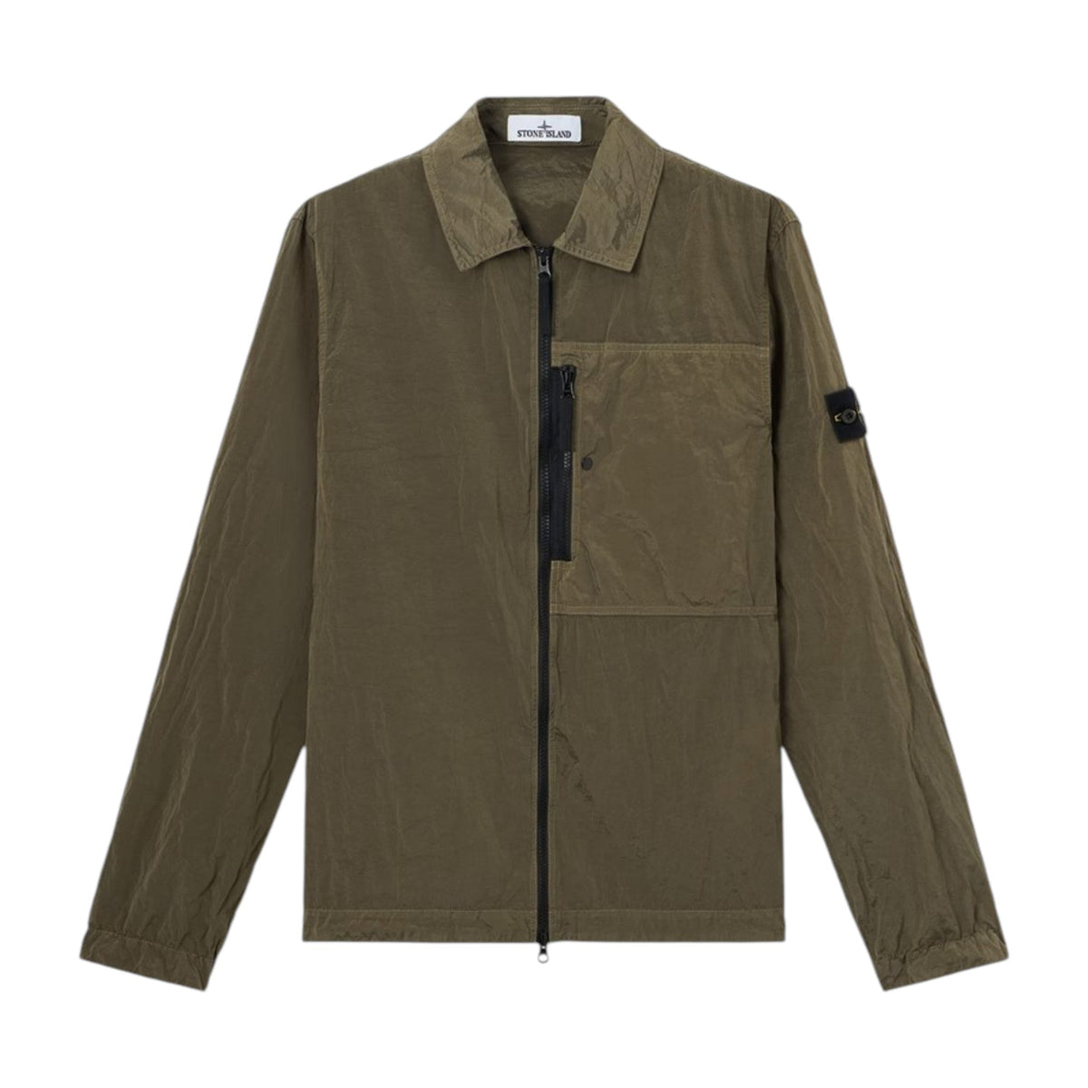 Stone Island Nylon Metal Zip-Up Military Green Overshirt