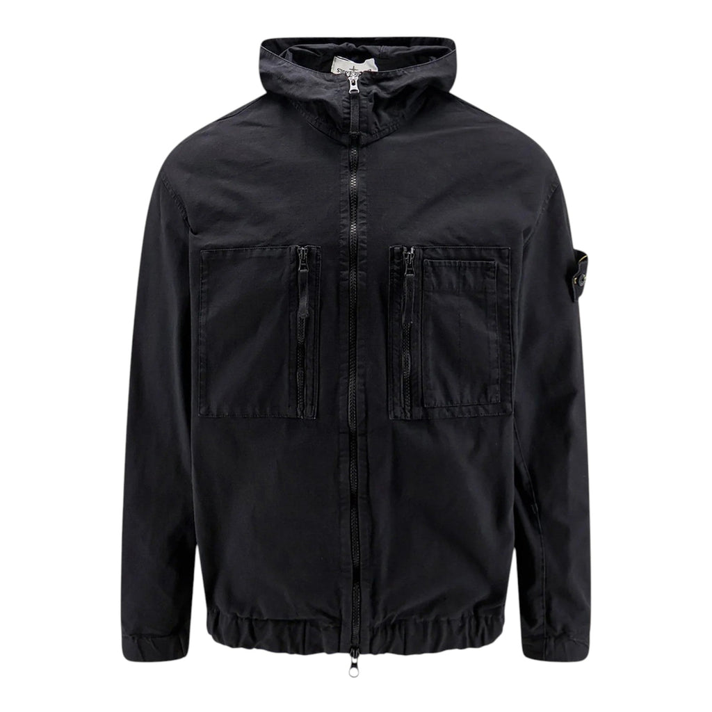 Stone Island Organic Cotton Ripstop Black Jacket