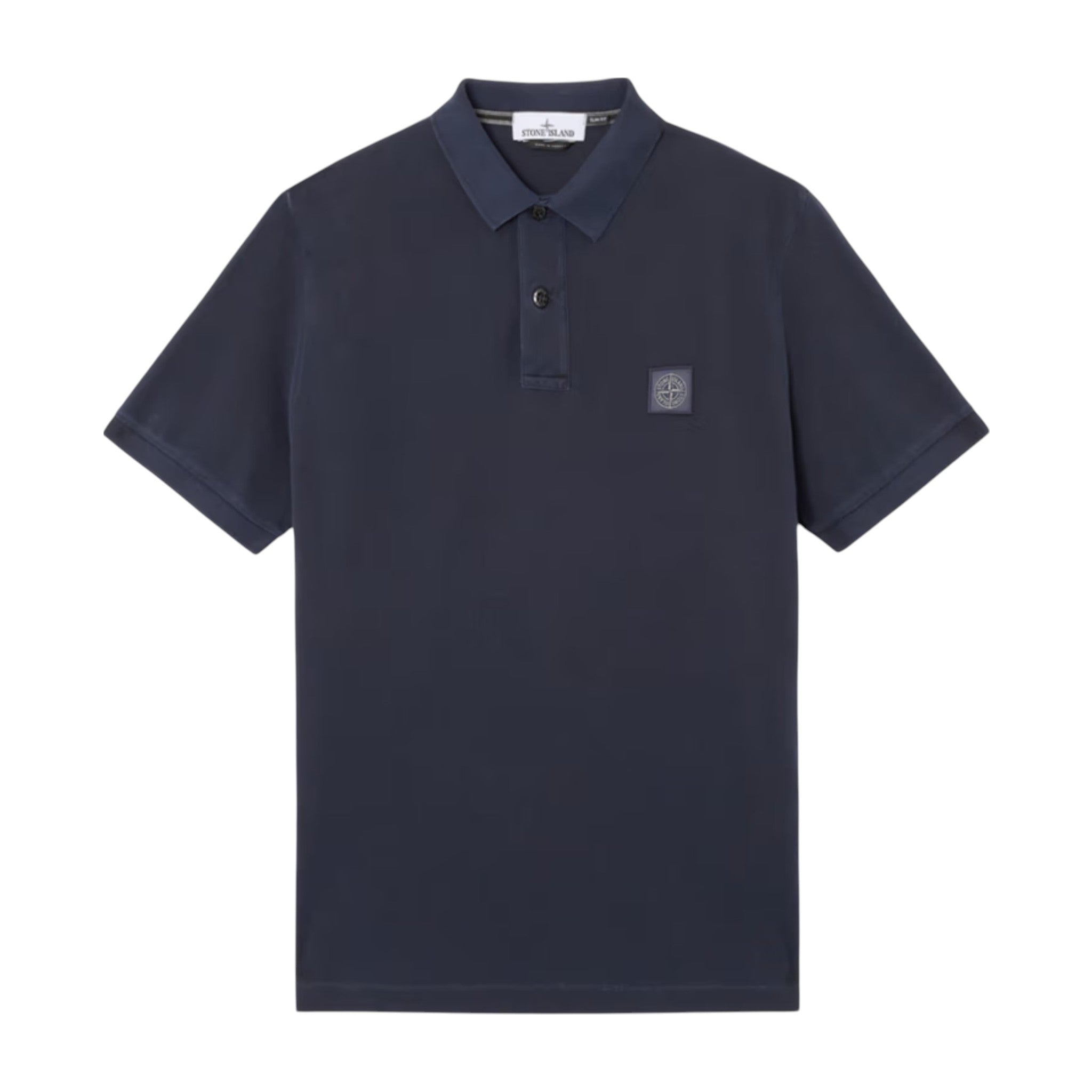 Stone Island Organic Cotton Elastane Pique Navy Polo Shirt