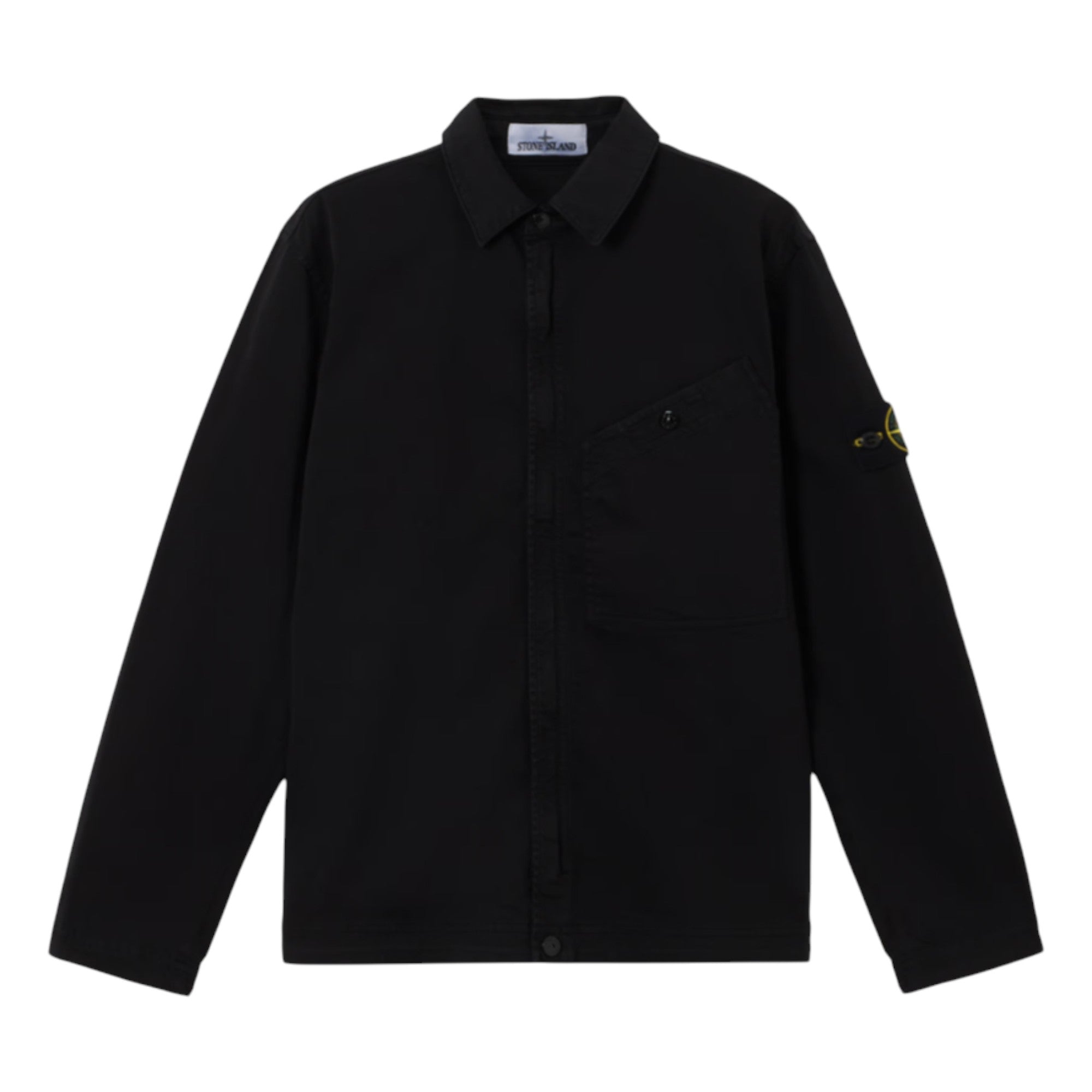 Stone Island Stretch Organic Cotton Satin Black Overshirt