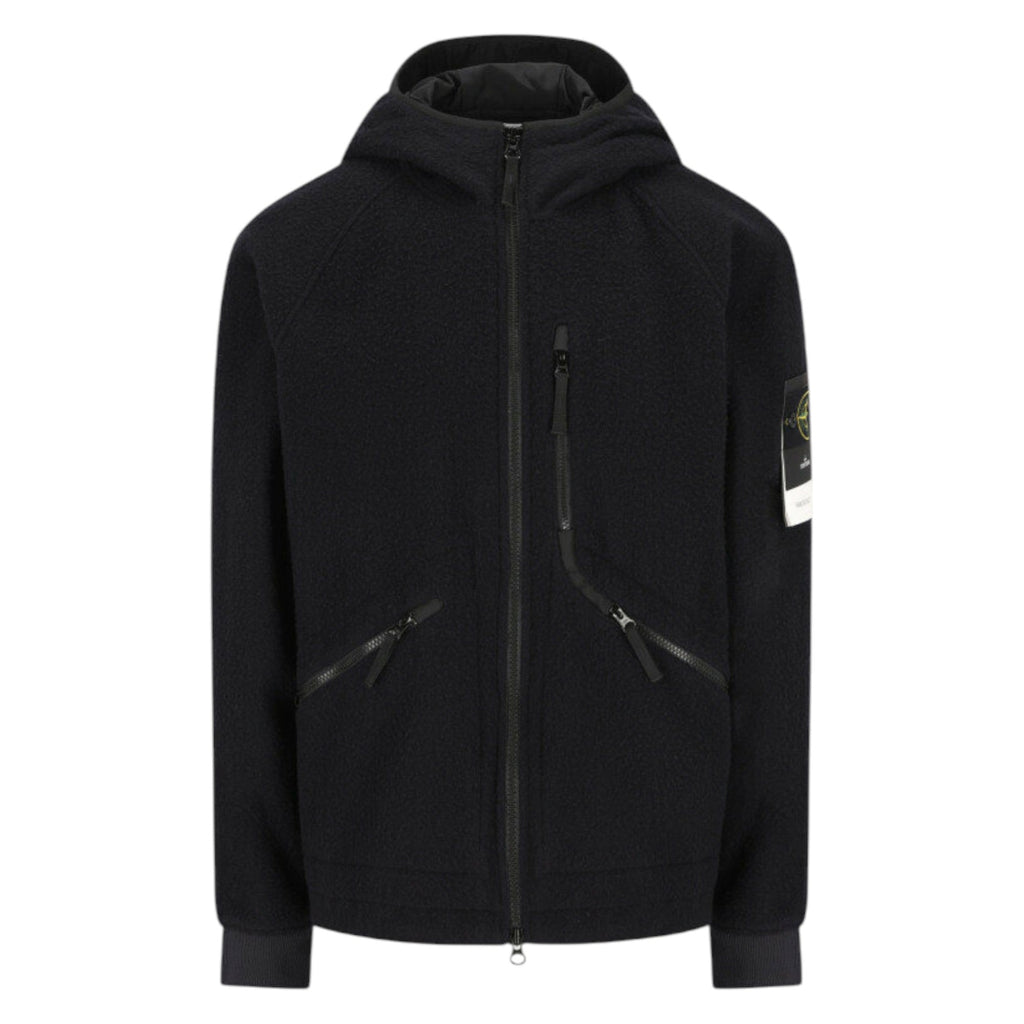Stone Island Virgin Wool And Nylon Navy Jacket