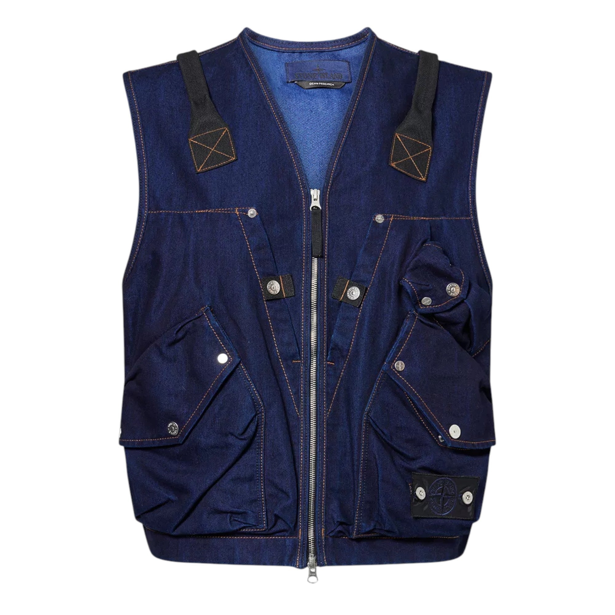 Stone Island Indigo Denim Utility Vest