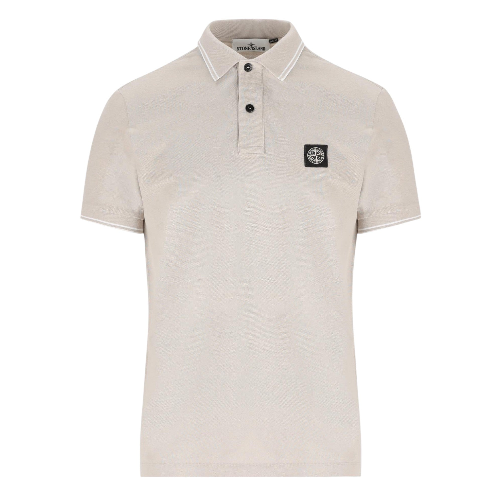 Stone Island Pique Cotton Pearl Grey Polo Shirt
