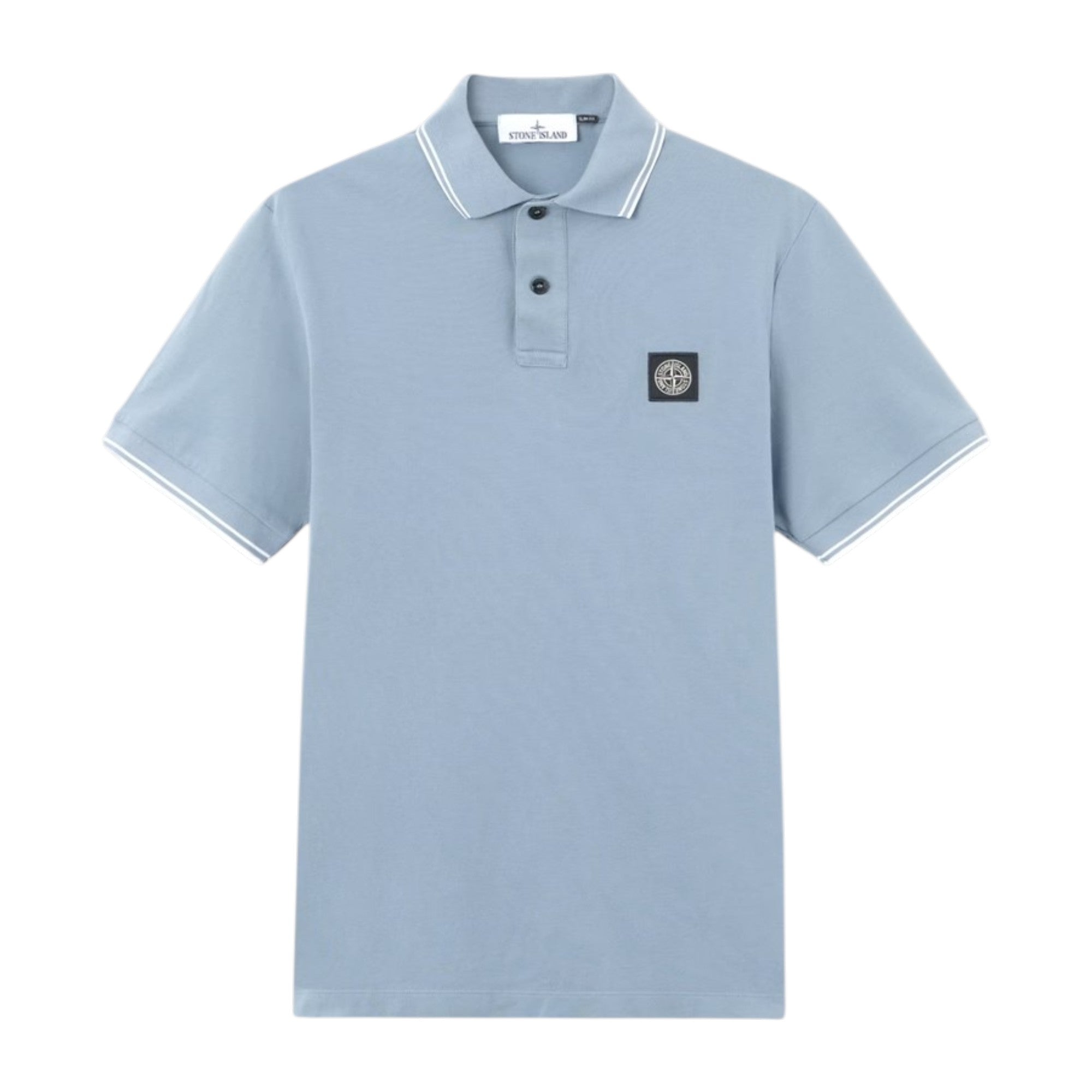 Stone Island Pique Cotton Avio Blue Polo Shirt