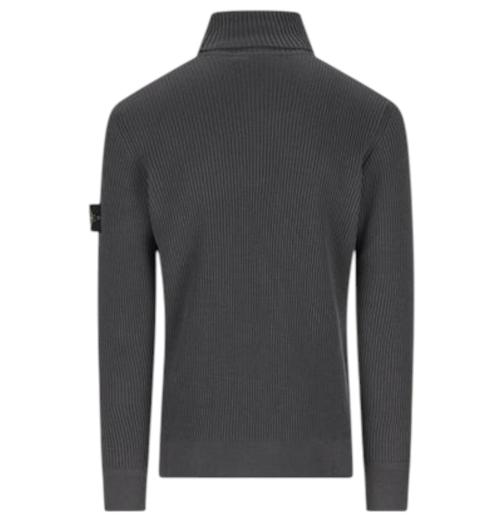 Stone Island Lead Grey Full Rib Wool Turtleneck Sweatshirt