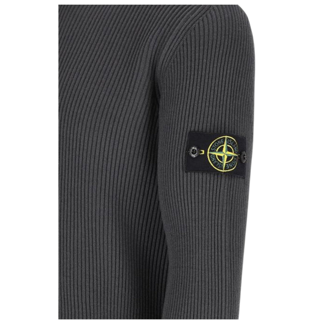 Stone Island Lead Grey Full Rib Wool Turtleneck Sweatshirt