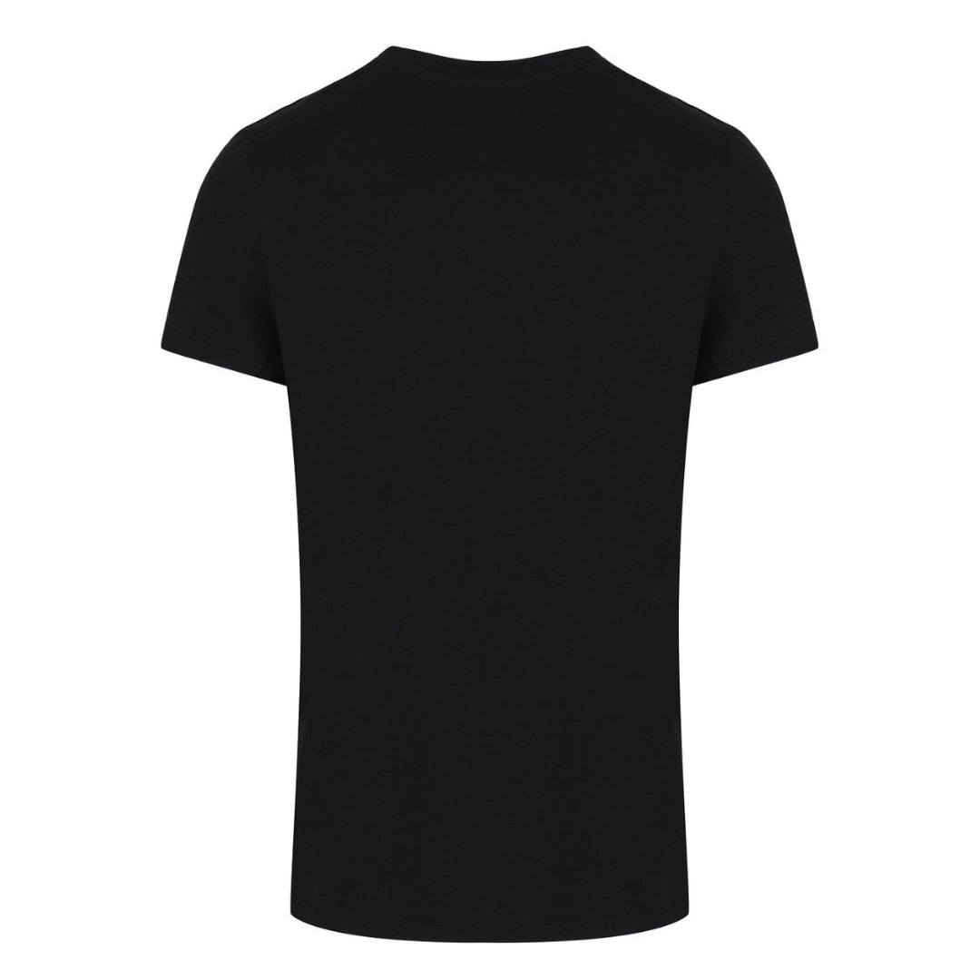 BALMAIN VH1EF000G016 Balmain Paris Rainbow Multi Logo Black T-Shirt AAA BLACK T-SHIRT MALE S