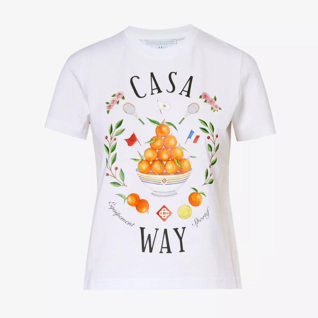 Casablanca Printed Fitted  T-Shirt Casa Way White  T-Shirts Womens