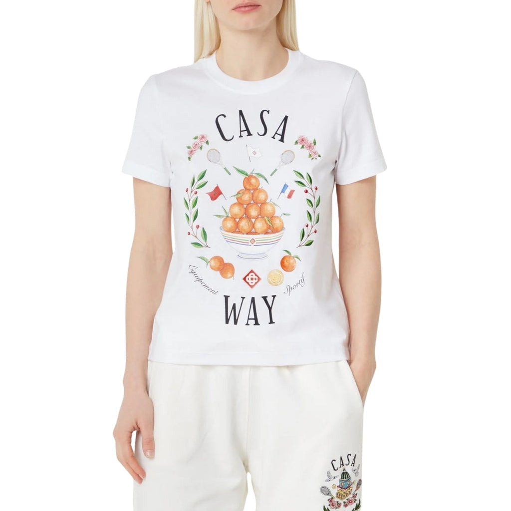 Casablanca Printed Fitted  T-Shirt Casa Way White  T-Shirts Womens