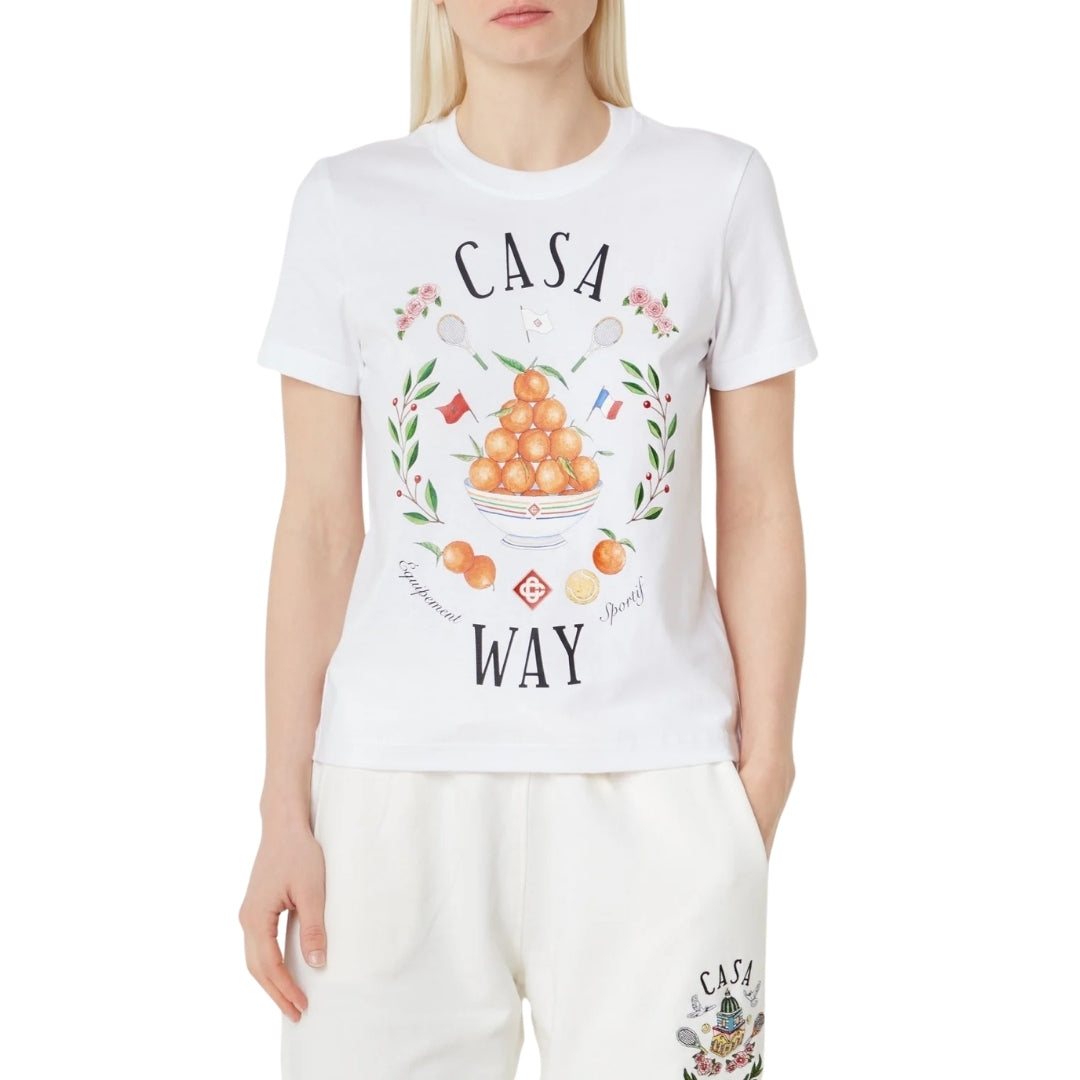 Casablanca Printed Fitted  T-Shirt Casa Way White  T-Shirts Womens