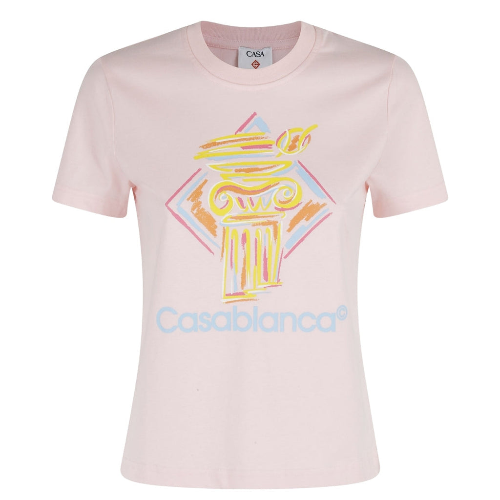 Casablanca Printed Fitted  T-Shirt Diamond Column Pink  T-Shirts Womens