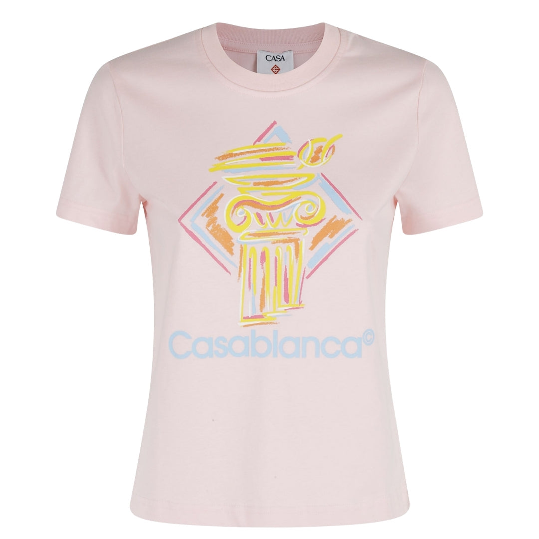 Casablanca Printed Fitted  T-Shirt Diamond Column Pink  T-Shirts Womens