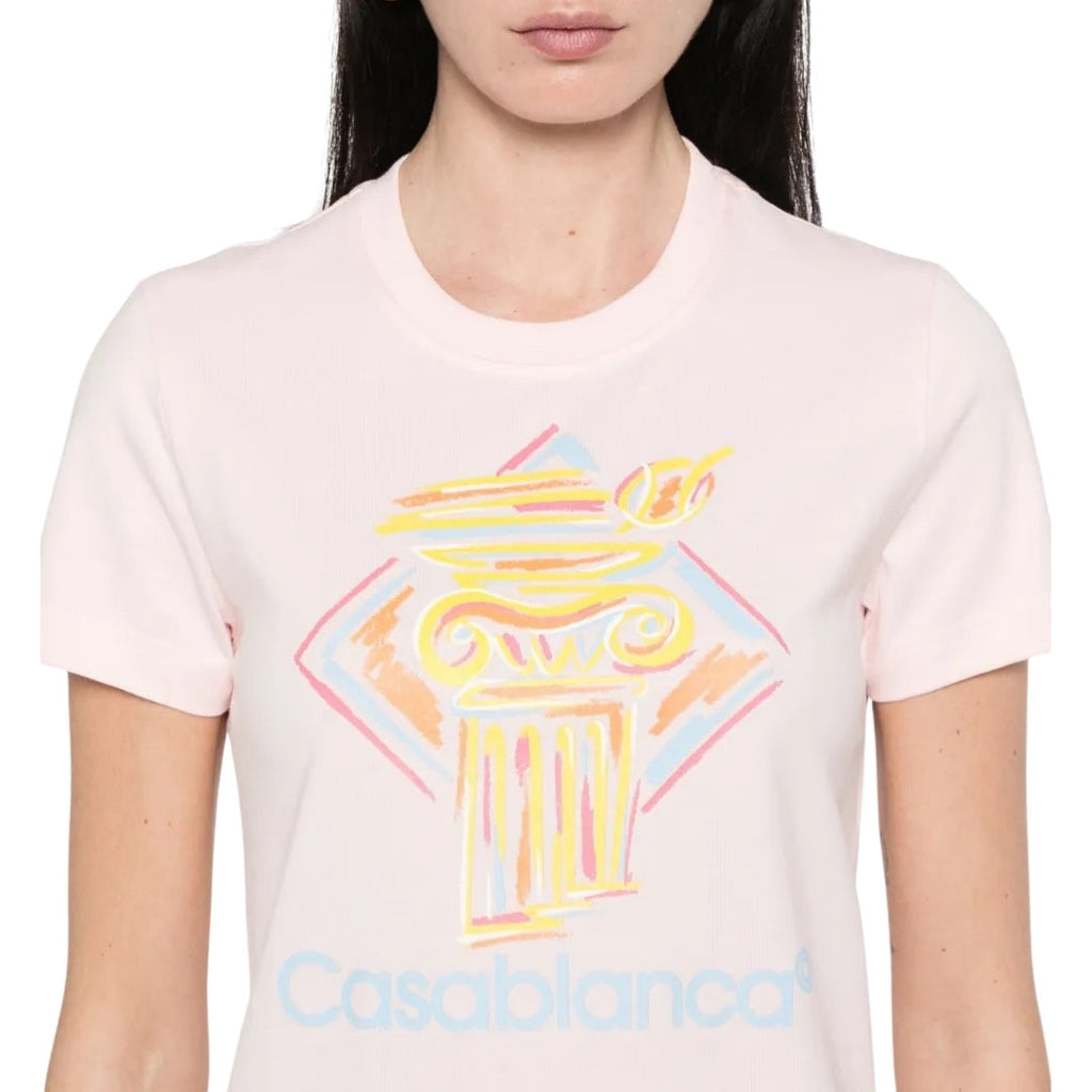 Casablanca Printed Fitted  T-Shirt Diamond Column Pink  T-Shirts Womens