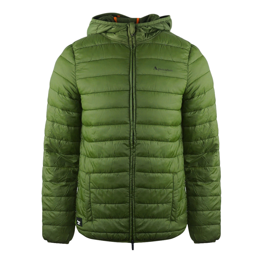 Aquascutum London Logo Army Green Active Hoodie Jacket - Style Centre Wholesale