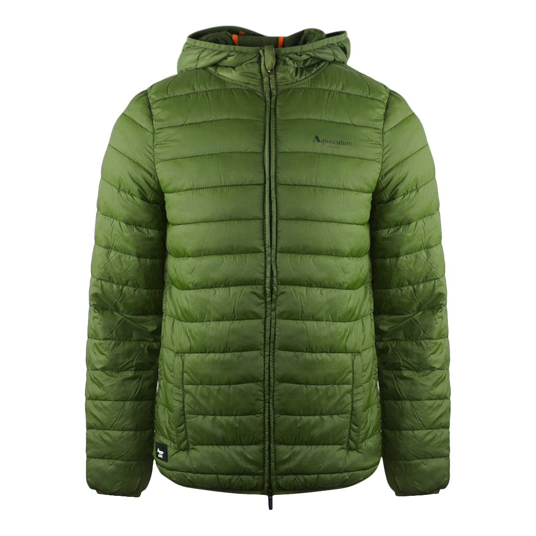 Aquascutum London Logo Army Green Active Hoodie Jacket - Style Centre Wholesale