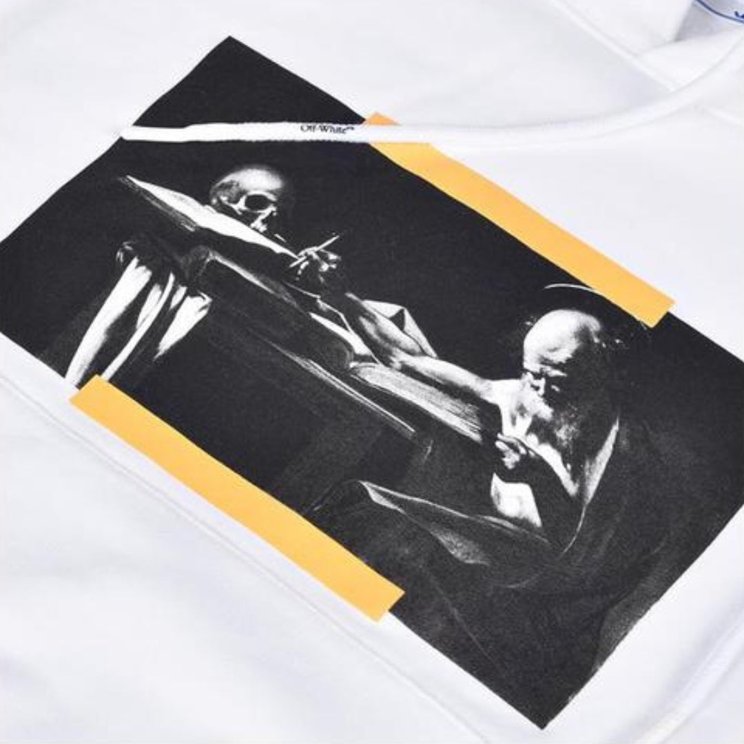 Off White Carav Painting Over White Hoodie - Style Centre Wholesale