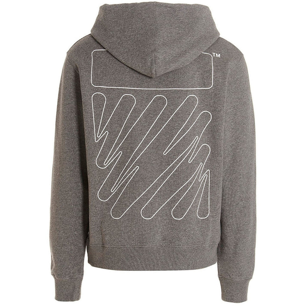 Off White Wave Outline Diag Design Grey Slim Hoodie - Style Centre Wholesale