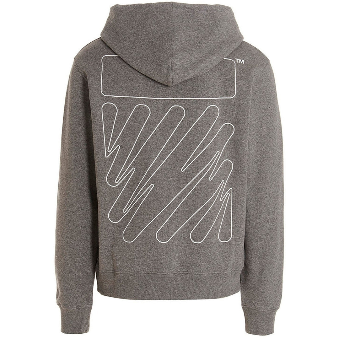 Off White Wave Outline Diag Design Grey Slim Hoodie - Style Centre Wholesale