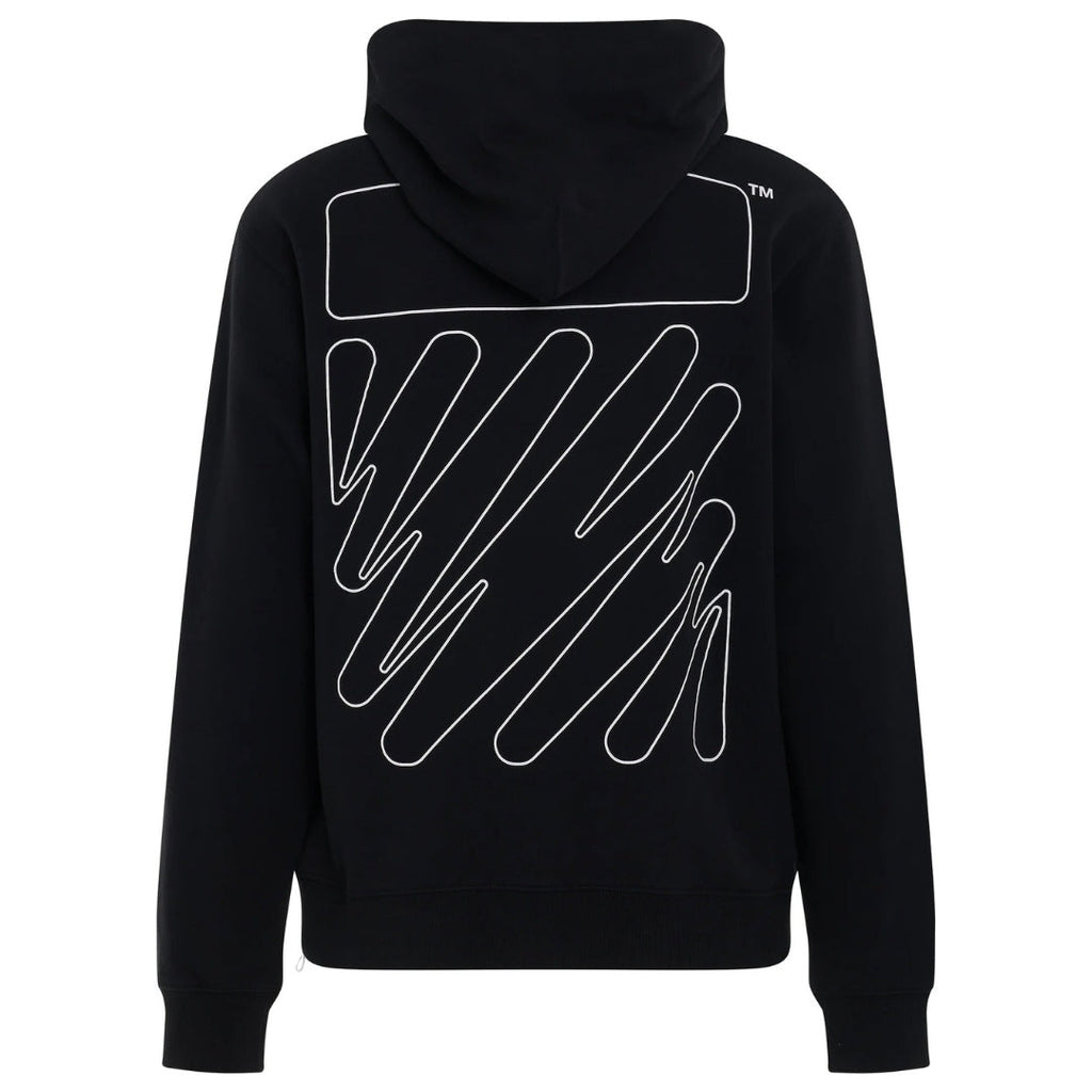 Off White Wave Outline Diag Design Black Slim Hoodie