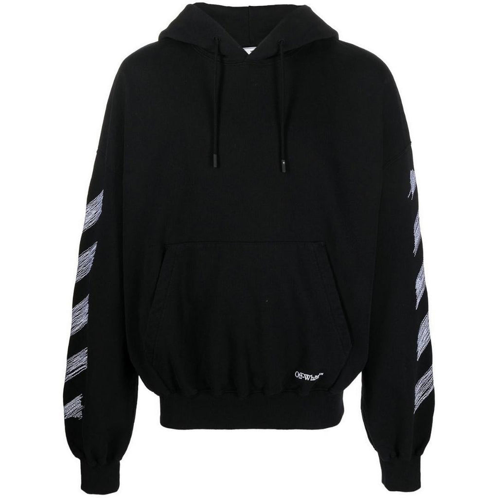 Off White Scribble Diag Boxy Black Oversized Hoodie - Style Centre Wholesale
