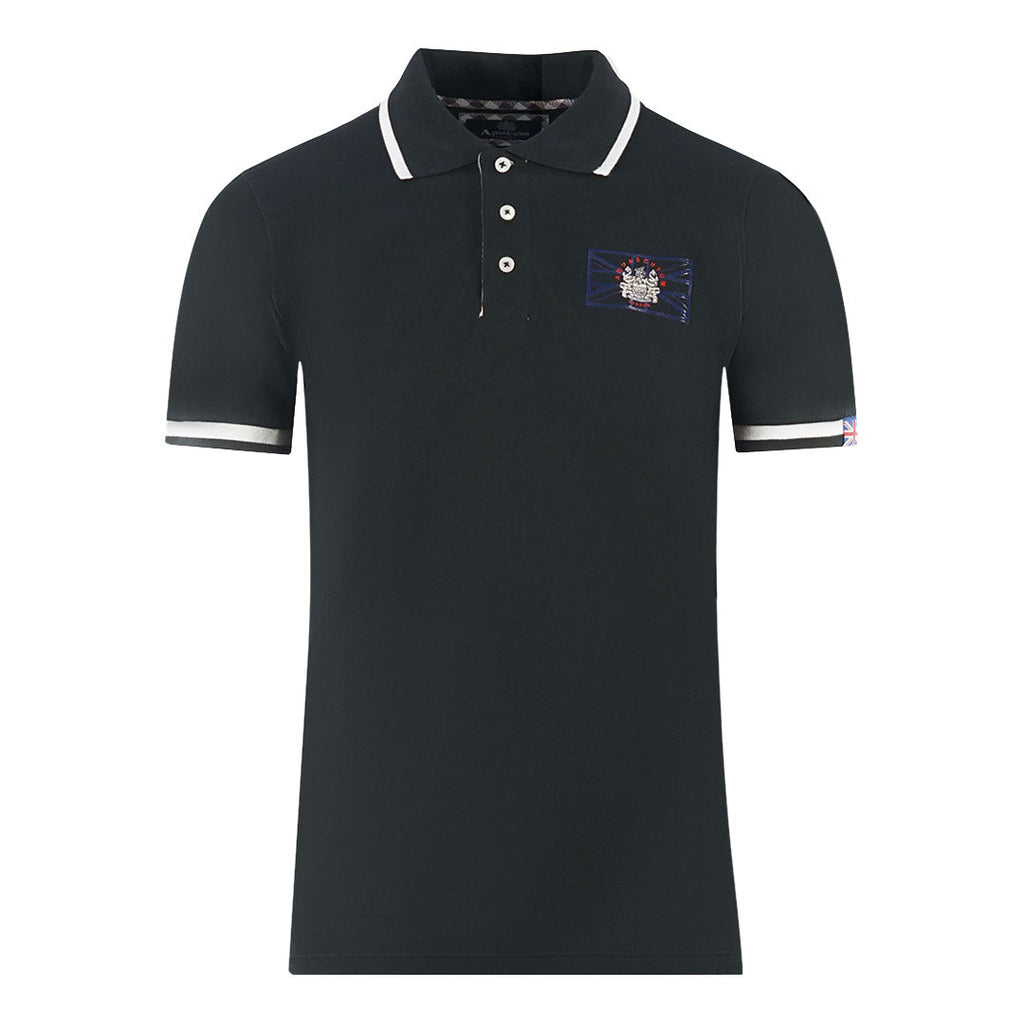 Aquascutum London Union Jack Black Polo Shirt - Style Centre Wholesale