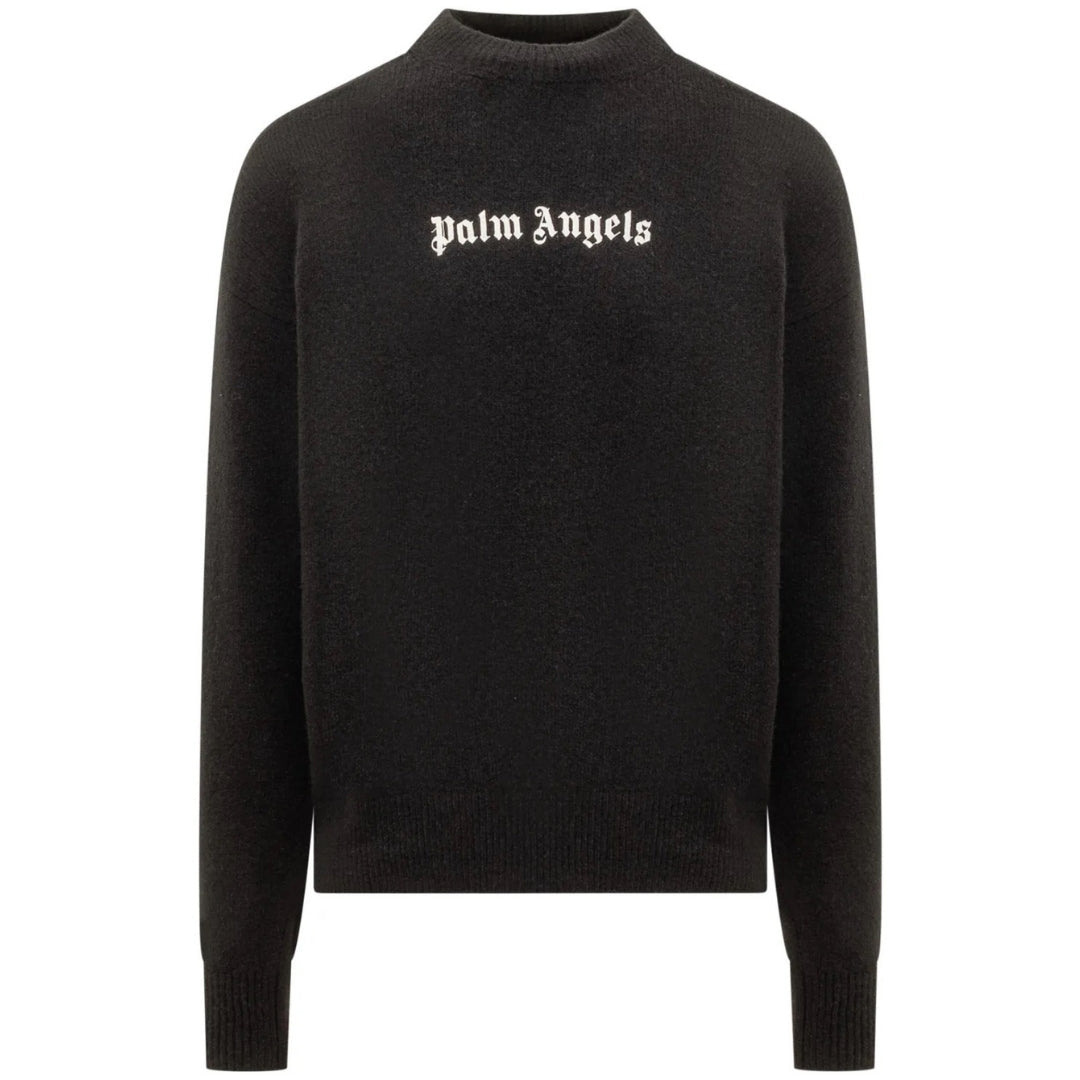 Palm Angels Classic Logo Black Knitted Jumper - Style Centre Wholesale