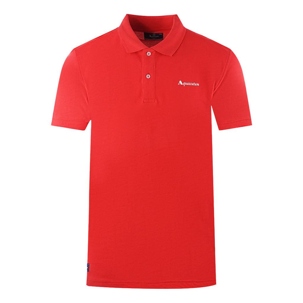 Aquascutum Brand Logo Plain Red Polo Shirt - Style Centre Wholesale