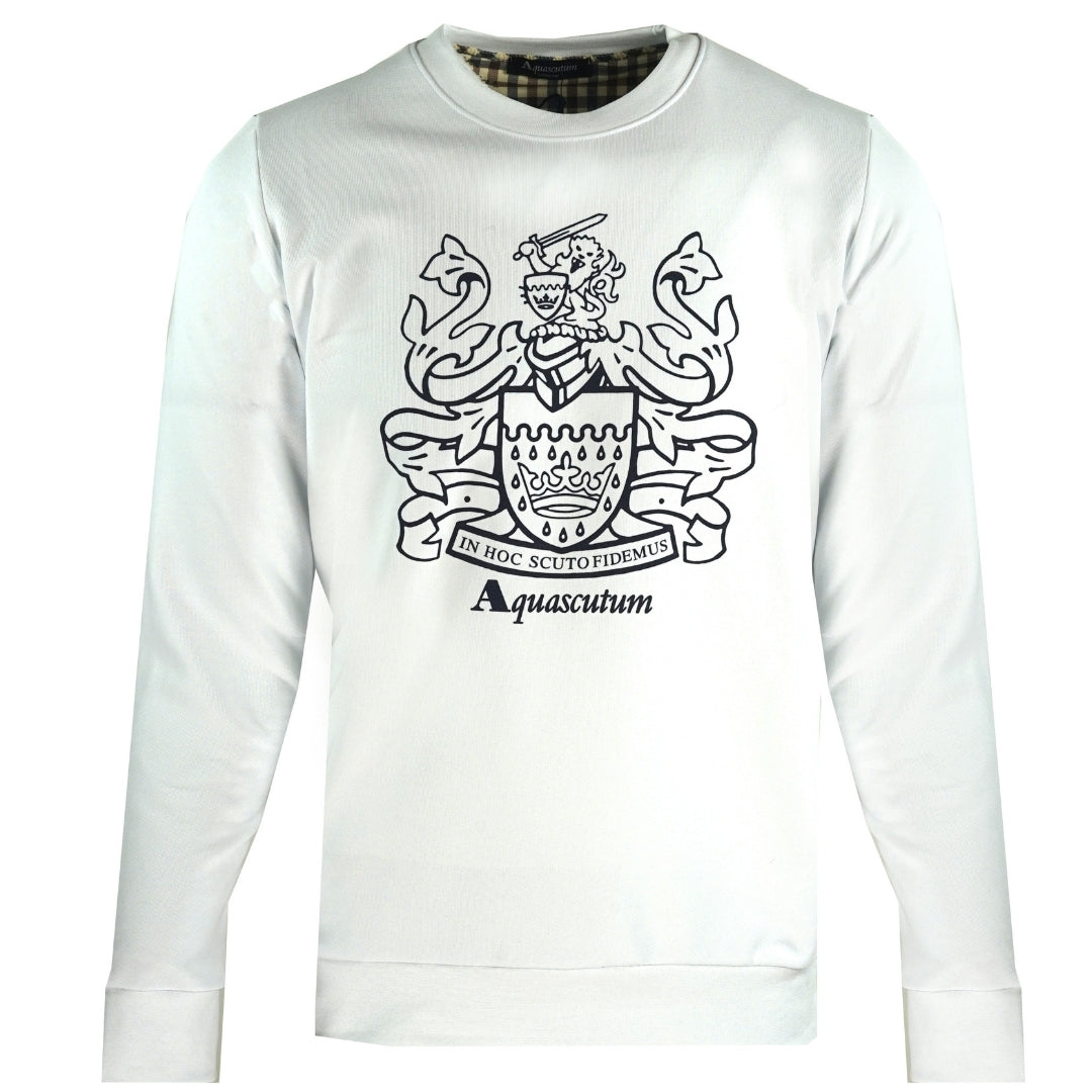 Aquascutum Crest Crew Neck White Sweatshirt