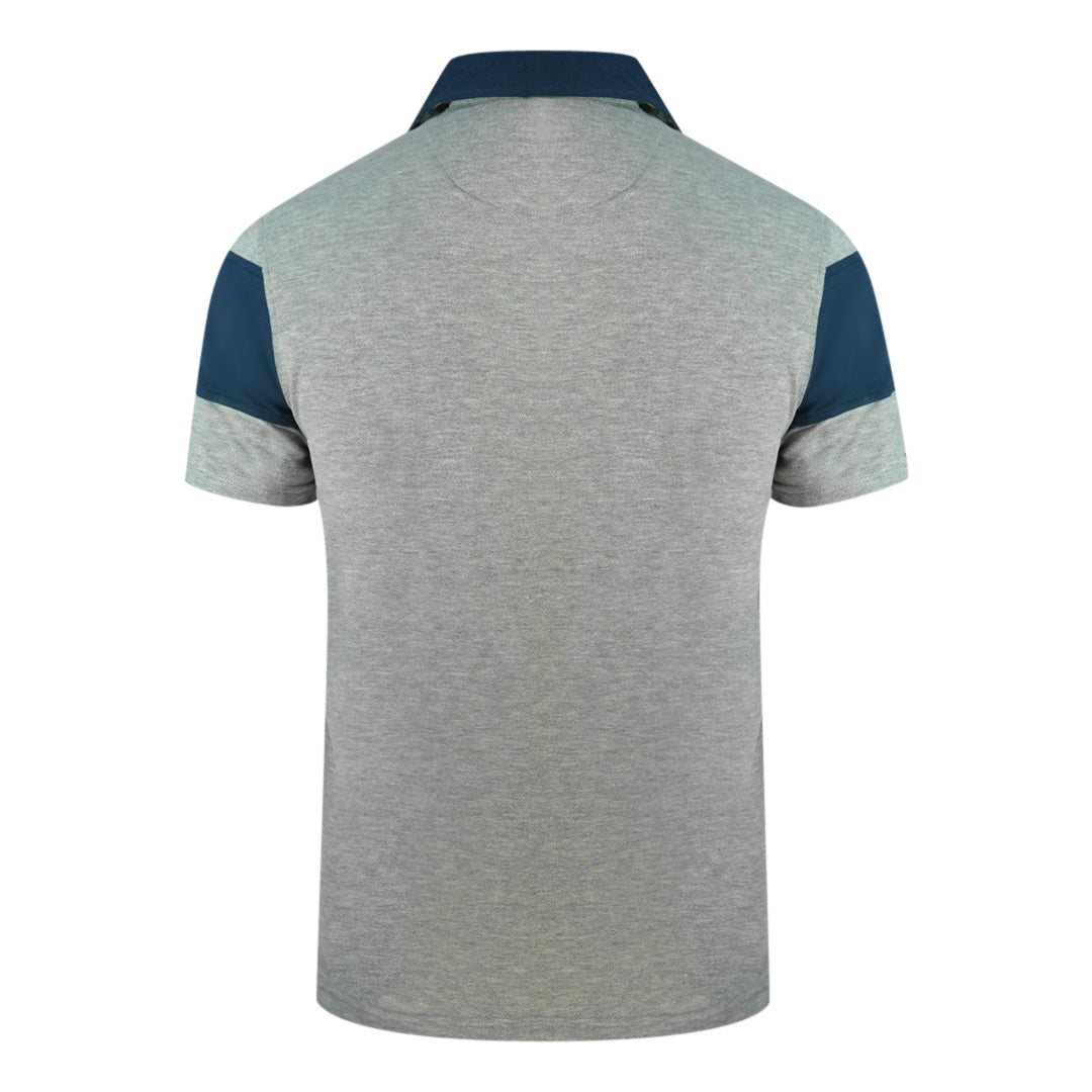 Aquascutum Colour Block Aldis Crest Chest Logo Grey Polohirt