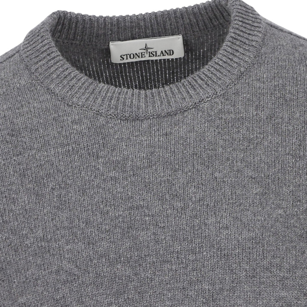 Stone Island, Cement Melange Lambswool Jumper - True Labels