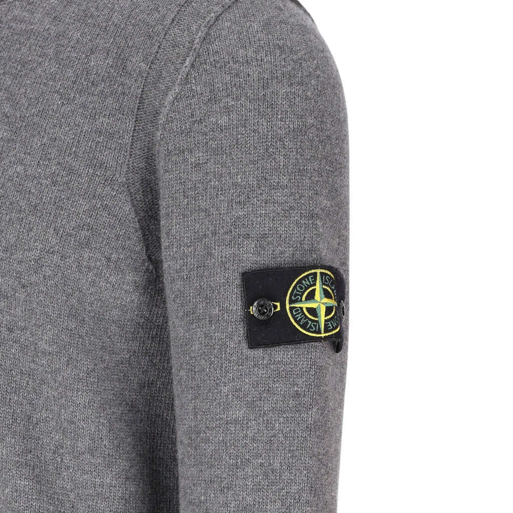 Stone Island, Cement Melange Lambswool Jumper - True Labels