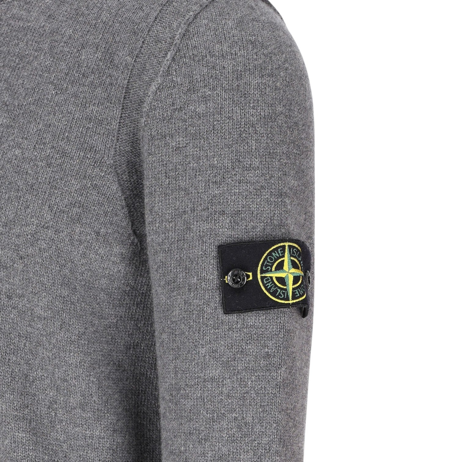 Stone Island, Cement Melange Lambswool Jumper - True Labels