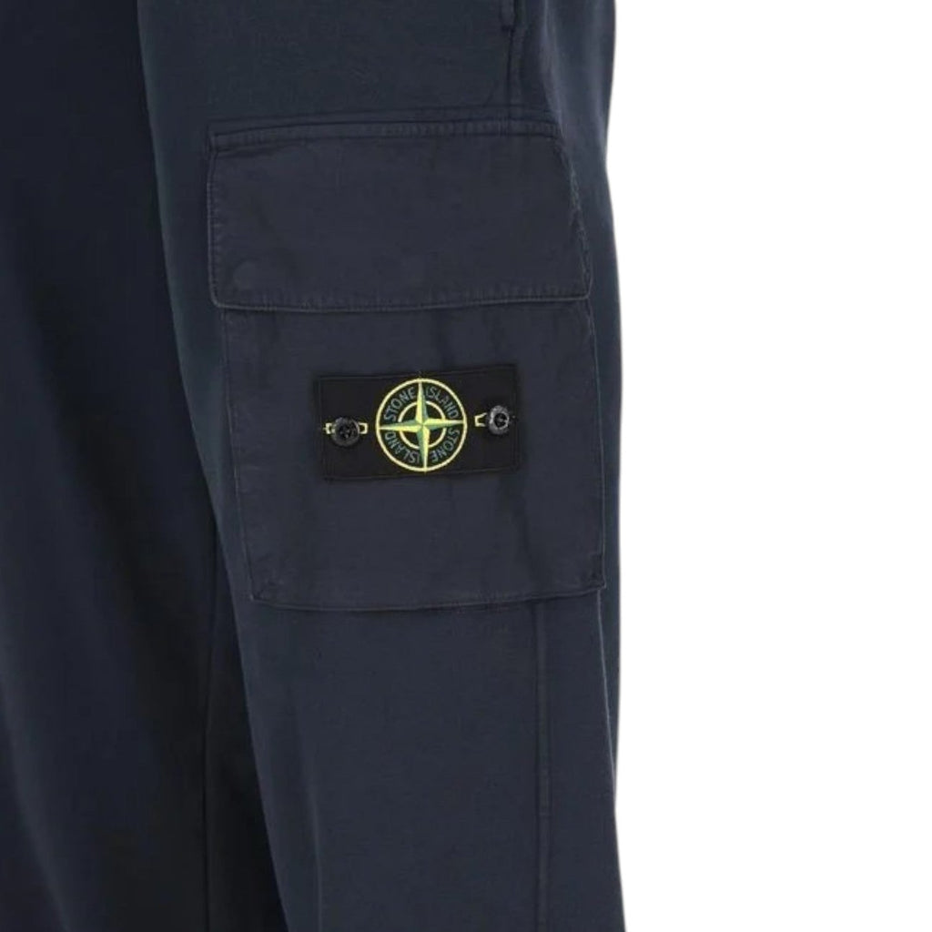 Stone Island, Navy Fleece Joggers Organic Cotton - True Labels