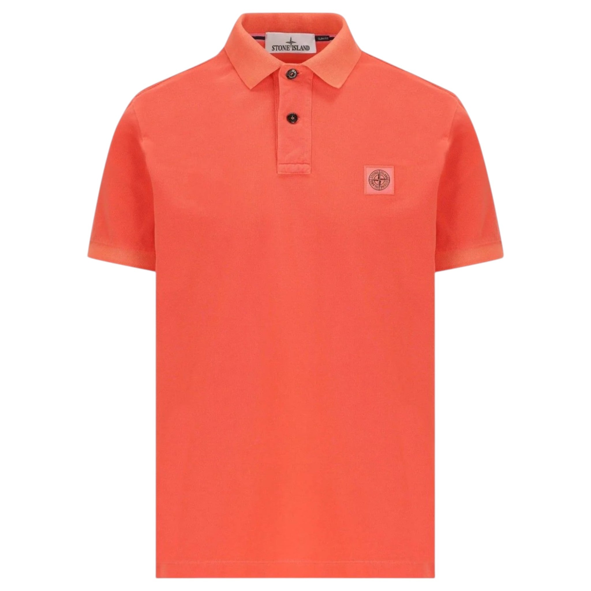 Stone Island, Slim Fit Papaya Polo Shirt with Compass Patch