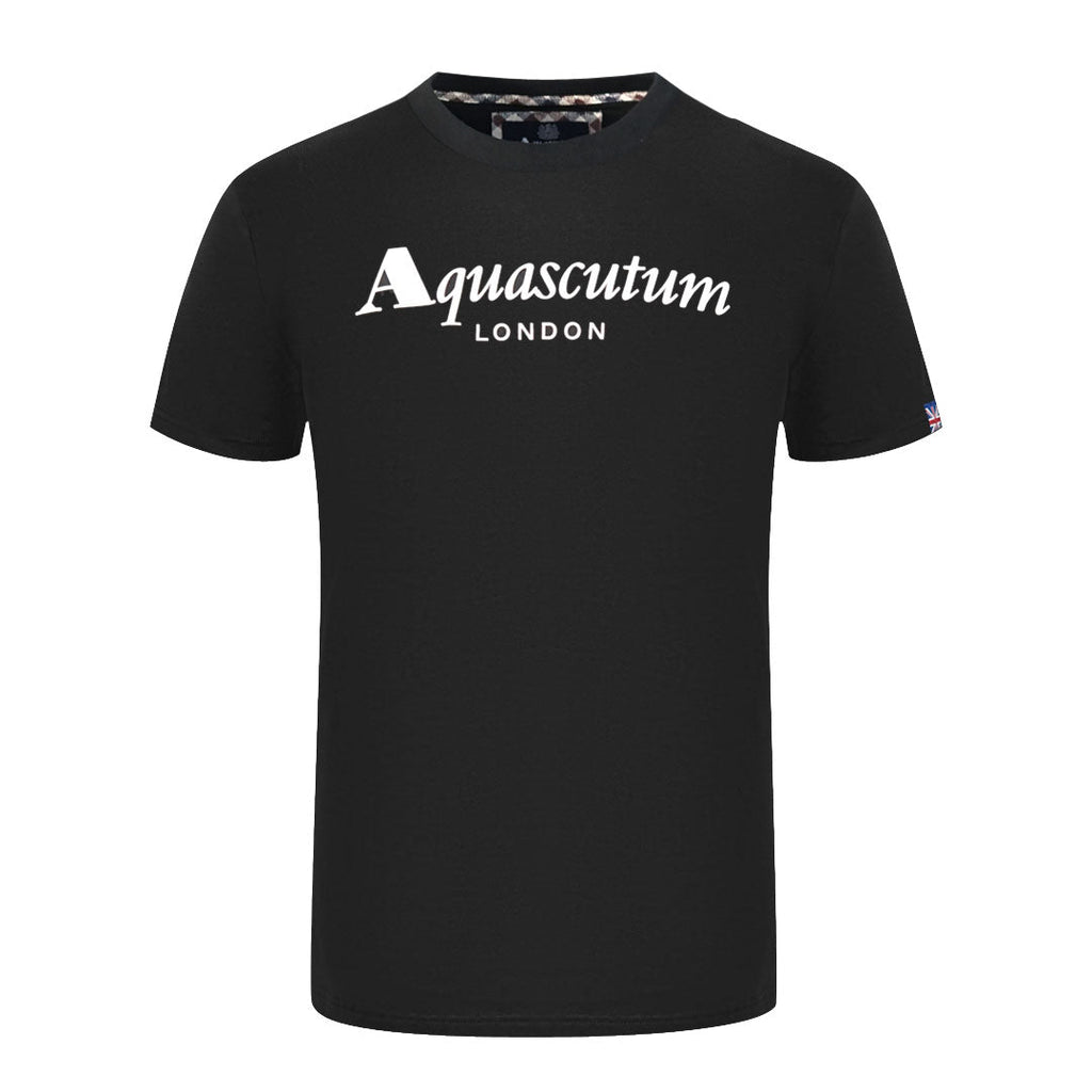 Aquascutum London Brand Logo Black T-Shirt T00323 99 - Style Centre Wholesale