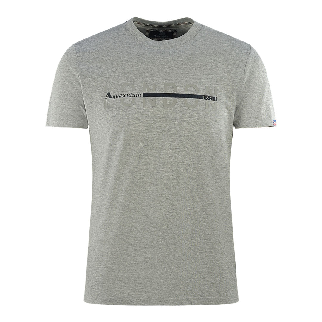 Aquascutum London 1851 Split Logo Grey T Shirt