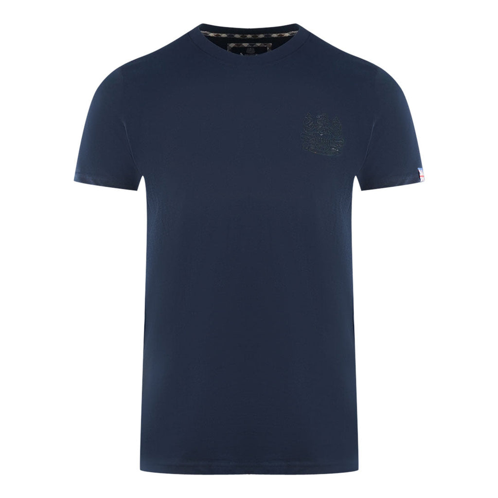 Aquascutum London Tonal Aldis Logo Navy Blue T Shirt - Style Centre Wholesale