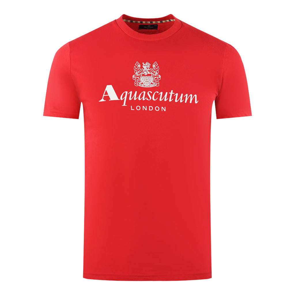 Aquascutum London Aldis Brand Logo Red T Shirt - Style Centre Wholesale
